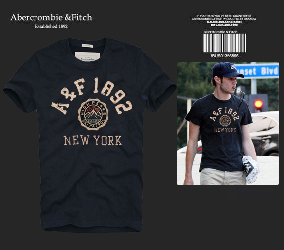 Abercrombie Fitch Hombres De Cuello Redondo Con Gente Fotos Corto Remera AF5663